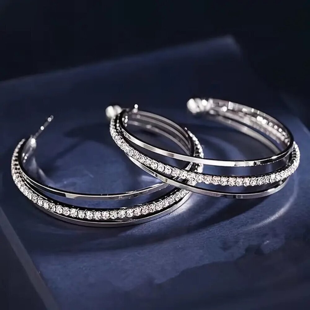 NEW silver hoop earrings, layered earrings, trendy circle earrings, jewelry